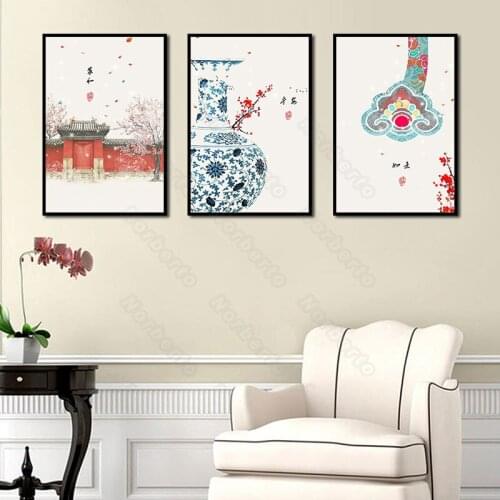 Canvas Painting Wall Poster Traditional Chinese Picture To The Best Wishes Health Harmony Luck for Home Decoration or As Gifts