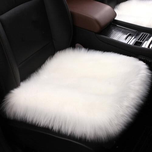 Faux Fur Car Seat Cover Plush Winter White Universal Automotive Interior Faux Wool Car Seat Cushion Warm And Luxurious Cloak