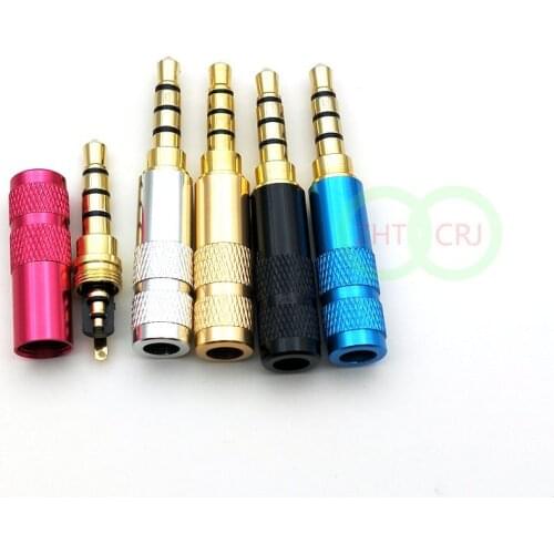 5pcs 5 color mini male 3.5mm 4pole Earphones plug Solder Cable connector adapter