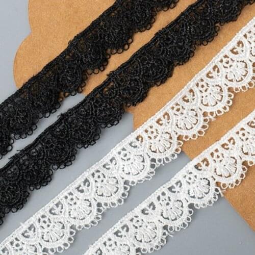 4 yard/length High Quality 1.8cm Polyester Water Soluble Black And White Lace DIY Handmade Wedding Accessories Fabric
