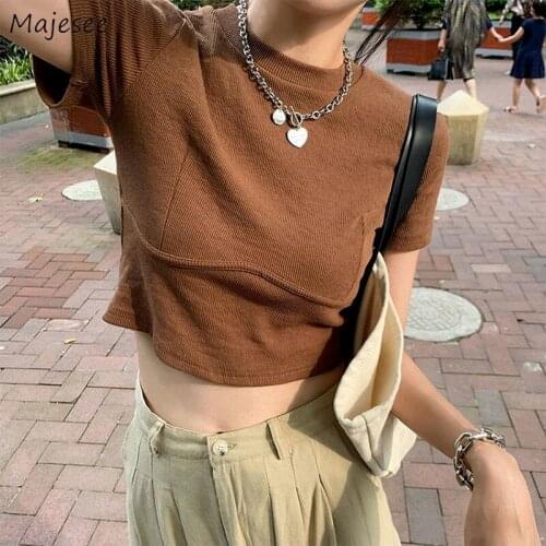 Женские однотонные футболки Majesee China At AliExpress