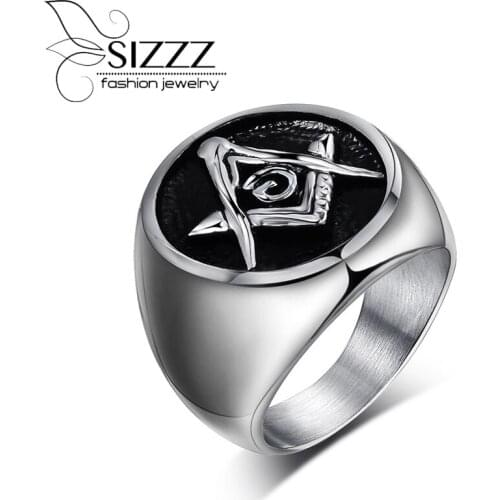 Masonic rings stainless steel jewelry for men big ring high quality wholesale fashion jewelry