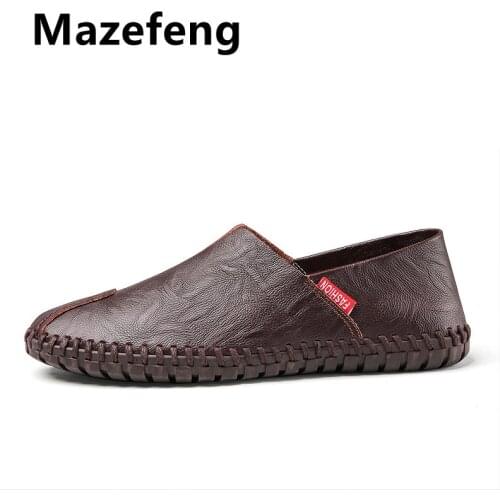 Mazefeng Brand Men Loafers Shoes Spring Summer Soft Genuine Leather Business Men Moccasins Shoes Breathable Slip on Driving Shoe