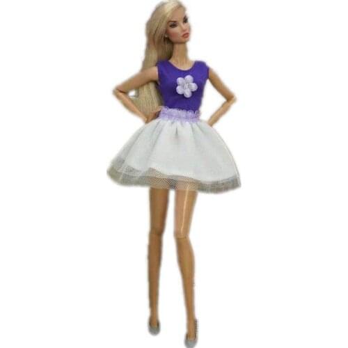 Fashion Purple Tank Shirt Top Lace Skirt Dress For Barbie Doll Clothes Outfits Set Clothing 1/6 BJD Dollhouse Accessory Toy Gift