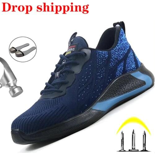 2020 Fashion Steel Toe Shoes Work Safety Shoes Men Work Sneakers Men Boots Anti-Smashing Construction Industrial Shoes Work