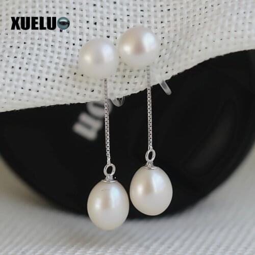 XUELUO Fashion Natural Cultured Freshwater Pearl Clip Earrings for no ear hole ,free shipping