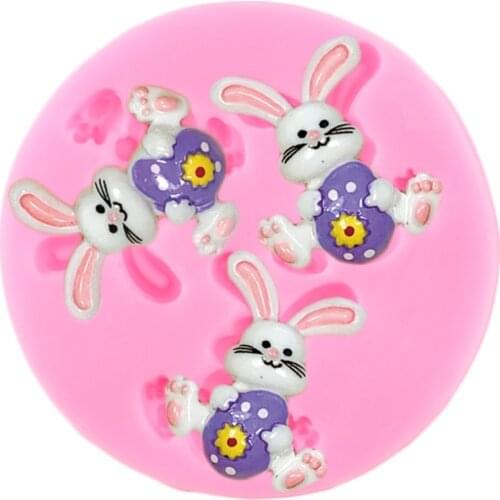 Cartoons Rabbit Silicone Mold Fondant Cake Decorating Tools Cupcake Topper Molds Candy Clay Chocolate Mould DIY Baking Moulds