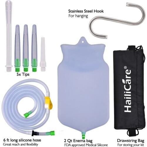 Enema Anal Vagina Cleaning Kit Reusable Silicone Anal Enema Bags Irrigator Feminine Vaginal Douche Washing Hygiene Enema Kit