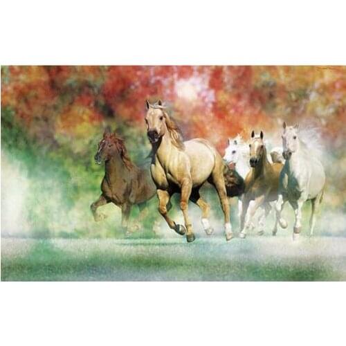 Horses Running Animal 14CT Unprinted Crafts For Embroidered Handmade Quality Counted Cross Stitch Kits Set Deco Wall Home