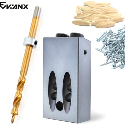 Pocket Hole Jig Kit 9.5mm Aluminum Alloy 6061 Wood Dowel Jig Punch Locator Woodworking Drill Guide 9.5mm Drill Bit