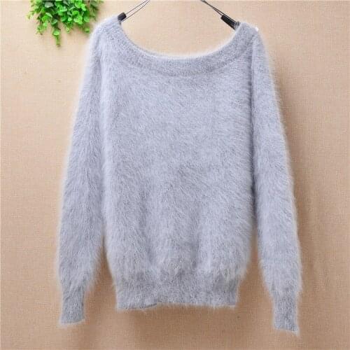 2020 new women lady soft rabbit fur knitted mink cashmere o-neck sweater clothing pullover fashion causal winter base sweaters