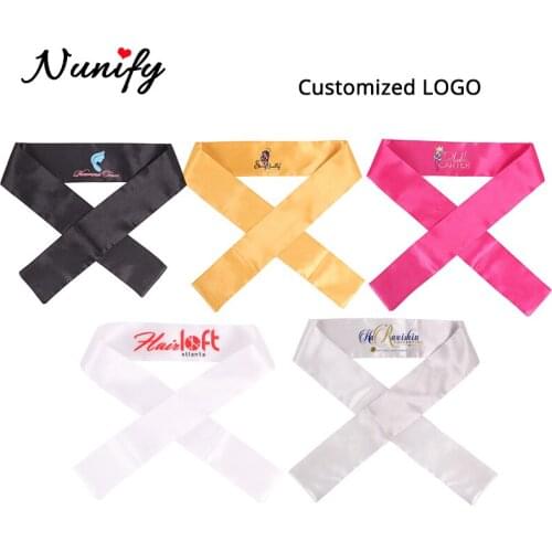 Nunify Customize Logo 10/20/30/50Pcs Satin Edges Hair Wrap Top Black White Gloden Edge Slayer For Lace Front Wigs Silk Headband