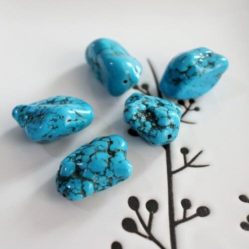 Wholesale 2 pcs/lot natural green turquoises irregular nuggets loose beads jewelry making DIY for women