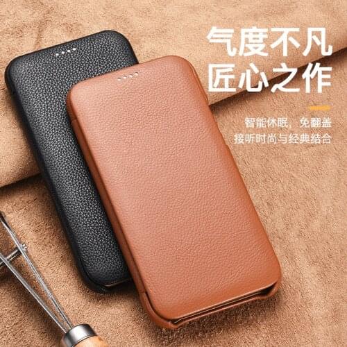 2019 New Original icarer Brand Genuine Leather Flip Cover Cowhide Litchi Case For iPhone 11 Pro Max 5.8 6.1 6.5 Black Brown