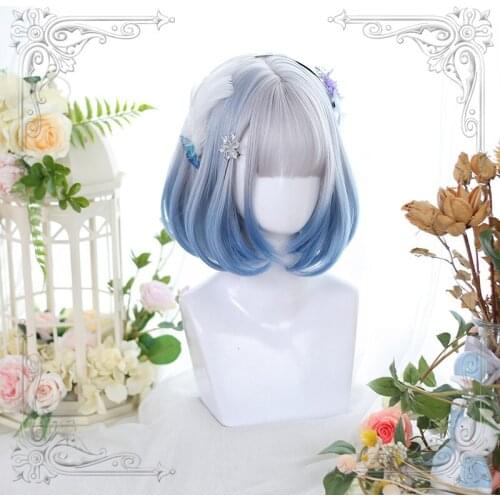 High Quality Multicolor Lolita Inner Buckle Short Hair Air Bangs Wig Cosplay Party