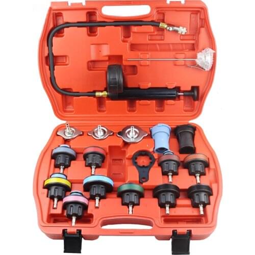 18 Pcs Radiator Pressure Tester Tool Kit Cooling System Testing Tool Vacuum Vehicle Universal For Audi BMW Ford Volvo