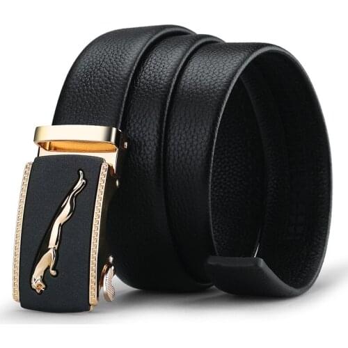 WilliamPolo Genuine leather mens belt luxury metal automatic buckle fashion business belt 18268-70p