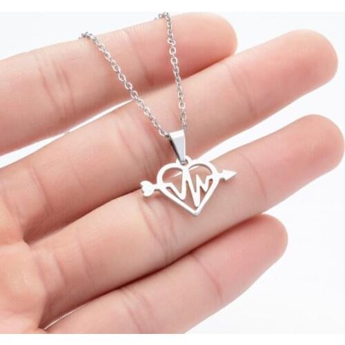 Romantic Stainless Steel Heart Arrow Necklace Hollow Love Heart Cupid Jewelry Charm Choker Women Girl Lover Best Gift Drop Ship