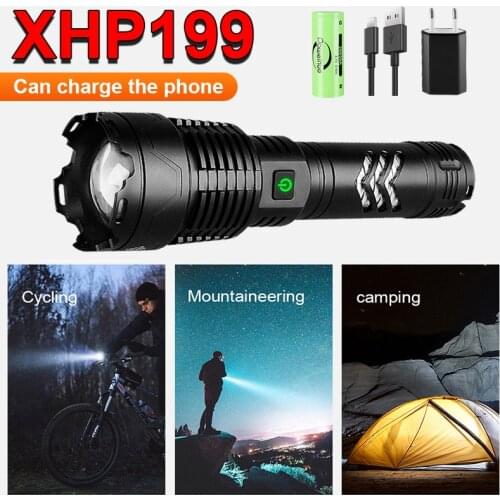 Most Powerful XHP199 LED Flashlights High Power LED Torch XHP160 16 Core Rechargeable Tactical Flash Light 26650 Hunting Lantern