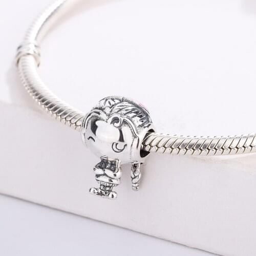 Genuine 925 Sterling Silver Girl Teenager Charm Wearing Her Favorite Pair Headphones Original Fits Pandora Bracelet DIY Jewelry