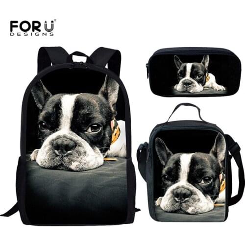 FORUDESIGNS School bag Boston Terrier Dog Printing Women Backpack High Quality School Bags For Teenage Girls Bookbags Mochila