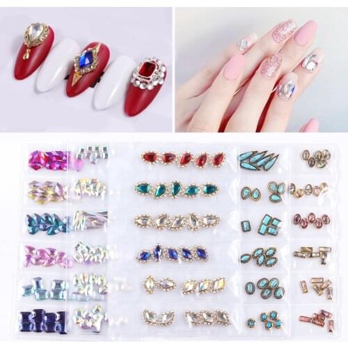 T-TIAO CLUB 3D AB Nail Glitter Rhinestone Glass Water Drop Mixed Crystal Nail Art Decor nail art decorations ozdoby do paznokci