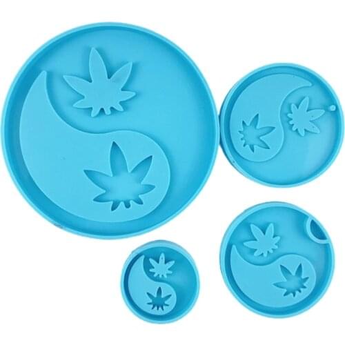 Tai Chi Maple Leaf Coaster Cup Mat Epoxy Resin Mold Phone Sticker Decoration Silicone Mould DIY Crafts Jewelry Keychain