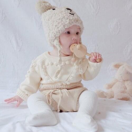 Baby Girl knit Rompers Long Sleeve Pompom Knitted Rompers Baby Princess Jumpsuit Newnborn Toddler Kids Autumn Winter Clothing