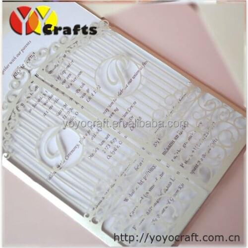 Gate design unique laser cut english wedding invitation card with intitals(add for free)