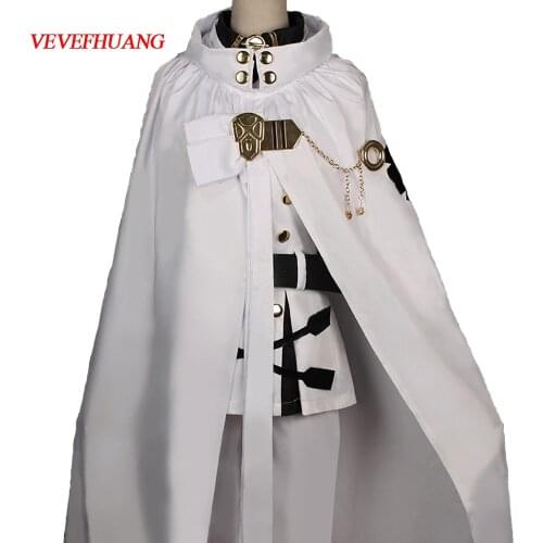 VEVEFHUANG High Quality Anime Seraph Of The End Owari no Seraph Mikaela Hyakuya Cosplay Costume Full Set Uniform Cloak Ball Part