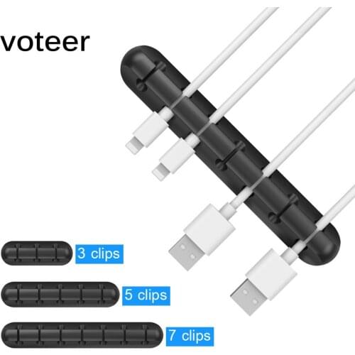 Voteer USB cable holder protector silicone cable winder phone line cord organizer desk tidy management earphone clip mouse fixer