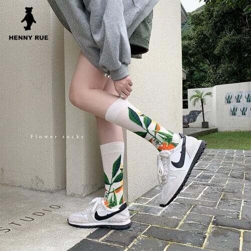 New Women Socks 2020 New Fashion Socks 1 Pair Autumn Personality Creative Tide Print Cute Happy Socks Female High Quality
