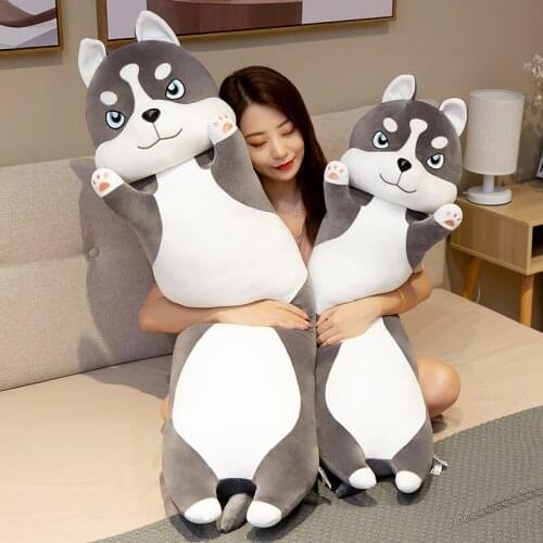 1pc 80/100CM kawaii Husky Plush Toys Lovely Animal Dog Long Pillow Stuffed Soft Dolls Home Decor for Children Baby Girls Gifts