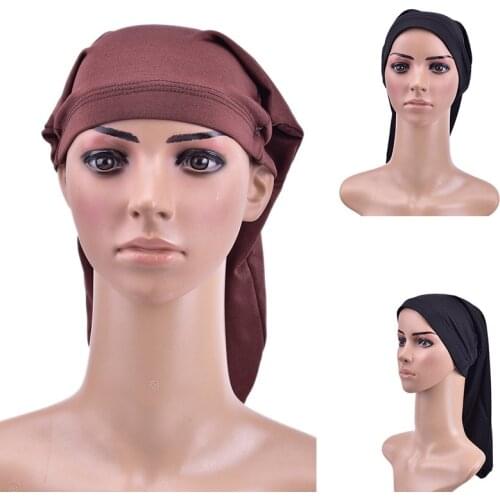 1pc Unisex Sleep Cap Bonnet De Nuit Black Long Hair Sock Cap Sleep Hats Wrap Night Cap Hair Care Bonnet Nightcap for Women Men