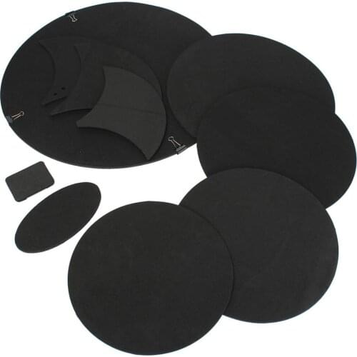 10Pcs/set Rubber Foam Bass Snare Drum Sound Off Quiet Mute Silencer Practice Pad Black Color Drop Shipping