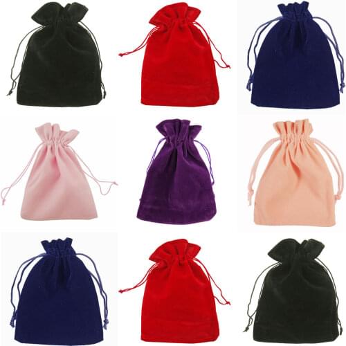 10pcs/lot 7x9cm 9x12cm 10 Coloful Velvet Bag Jewelry Packing Velvet Drawstring Pouches Gift Bags Wedding Decorations Supplies