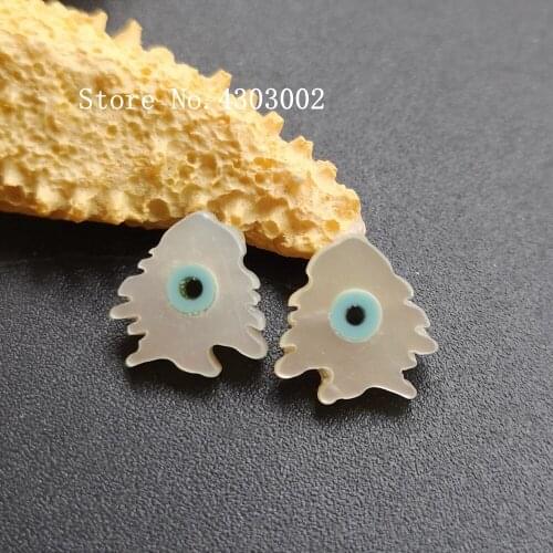 10pcs/lot 9X10mm Natural Cedar Tree Blue Evil Eye Mother of Pearl shell for DIY Jewelry Tree MOP Pearl Shell for Bracelet