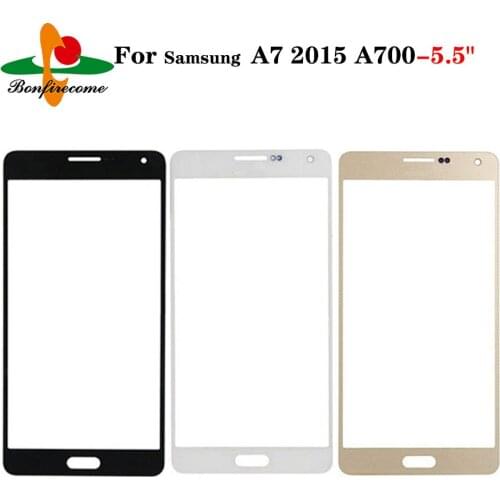 10Pcs\lot For Samsung Galaxy A7 2015 A700 A7000 A700H A700F A700FD Touch Screen Panel Front Outer Glass Lens Cover Replacement
