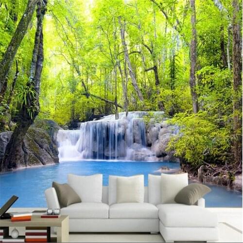 Beibehang 3d room wallpaper custom mural non-woven wall sticker 3 d Forest water falls painting photo 3d wall murals wallpaper