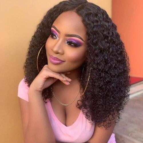 Afro Kinky Curly T Part Lace Wig 4B 4C Human Hair Wig For Women Remy Hair 250% Density Deep Part Lace Frontal Wig