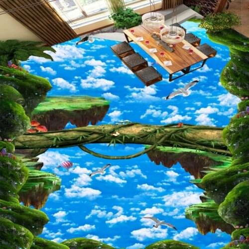 Free Shipping Lawn Cliff Bathroom Kitchen Walkway 3D Floor waterproof wear non-slip flooring wallpaper mural home decoration