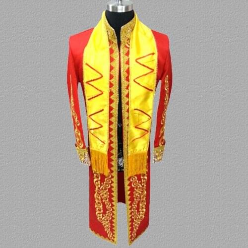 Embroidery blazer men long suits designs jacket mens stage costumes for singers clothes dance star style dress masculino homme