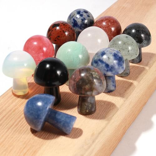22*16mm Non-porous Natural Stone Mushroom Chakras Display Decorations Healing Crystal Ornaments Loose Beads Finding Wholesale