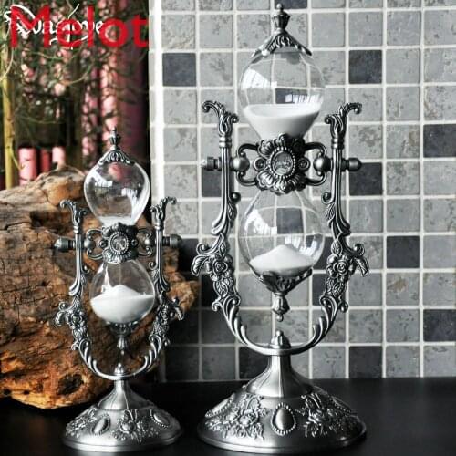 15/30Min Metal Retro Hourglass Home Desktop Decor Sand Clock Kitchen Timer Sandy Clock Gift for Girlfriend Wedding Birthday Gift