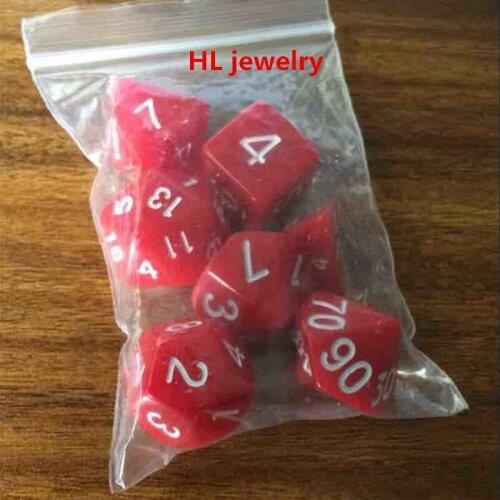 20sets Digital Desktop Gaming Dice Red Corundum-RPG 7-Piece Polyhedral Set Red Corundum Dice