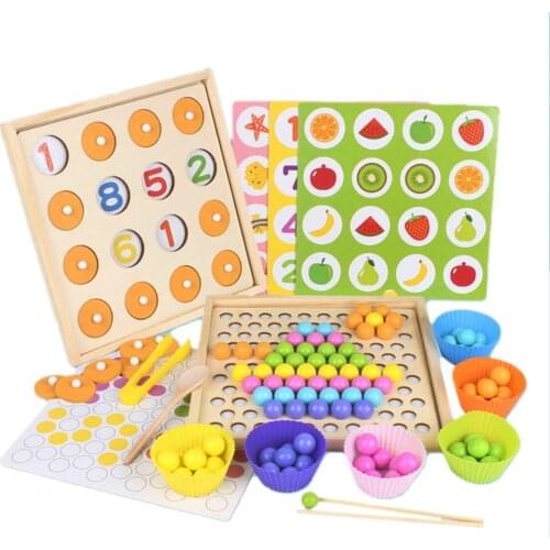 Kids Montessori Educational Wooden Toys Early Learn Learning Games Toy Math Puzzle Board Interactive for Children Girls Boys