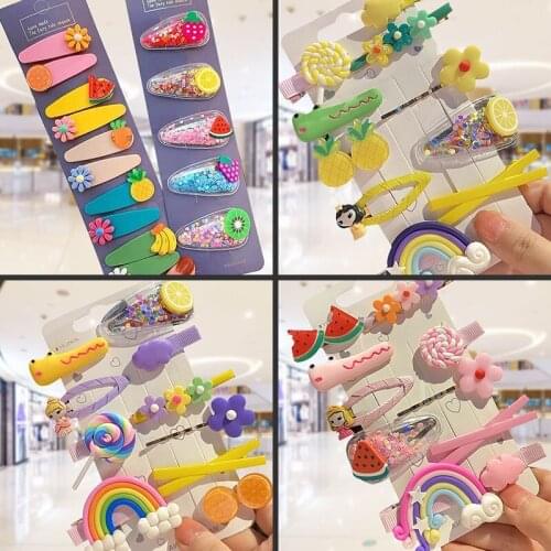 2021 Ins 1Set Girl Fruit Sequin Princess Shiny Colorful Baby Children Hair Clips Sweet Headwear Kids Hairpins Hair Accessories