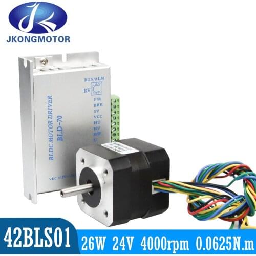 NEMA 17 BLDC motor 42 brushless DC motor 42BLS01 42*42*41mm 24V 26W 3 Phase 8-poles 1.8A BLDC Motor For 3D Printer DIY