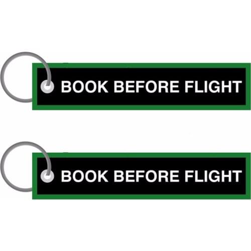 Book Before Flight Custom Embroidery Keychains for Keys
