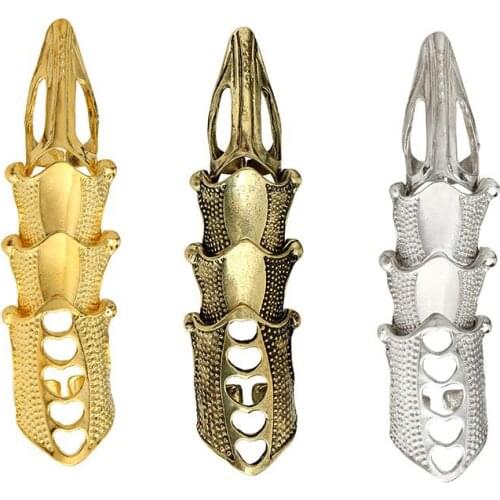 HOCOLE New Arrvial Full Finger Knuckle Long Armor Ring for Men Punk Rock Party bronze/silver/gold color Rings Unisex Jewelry